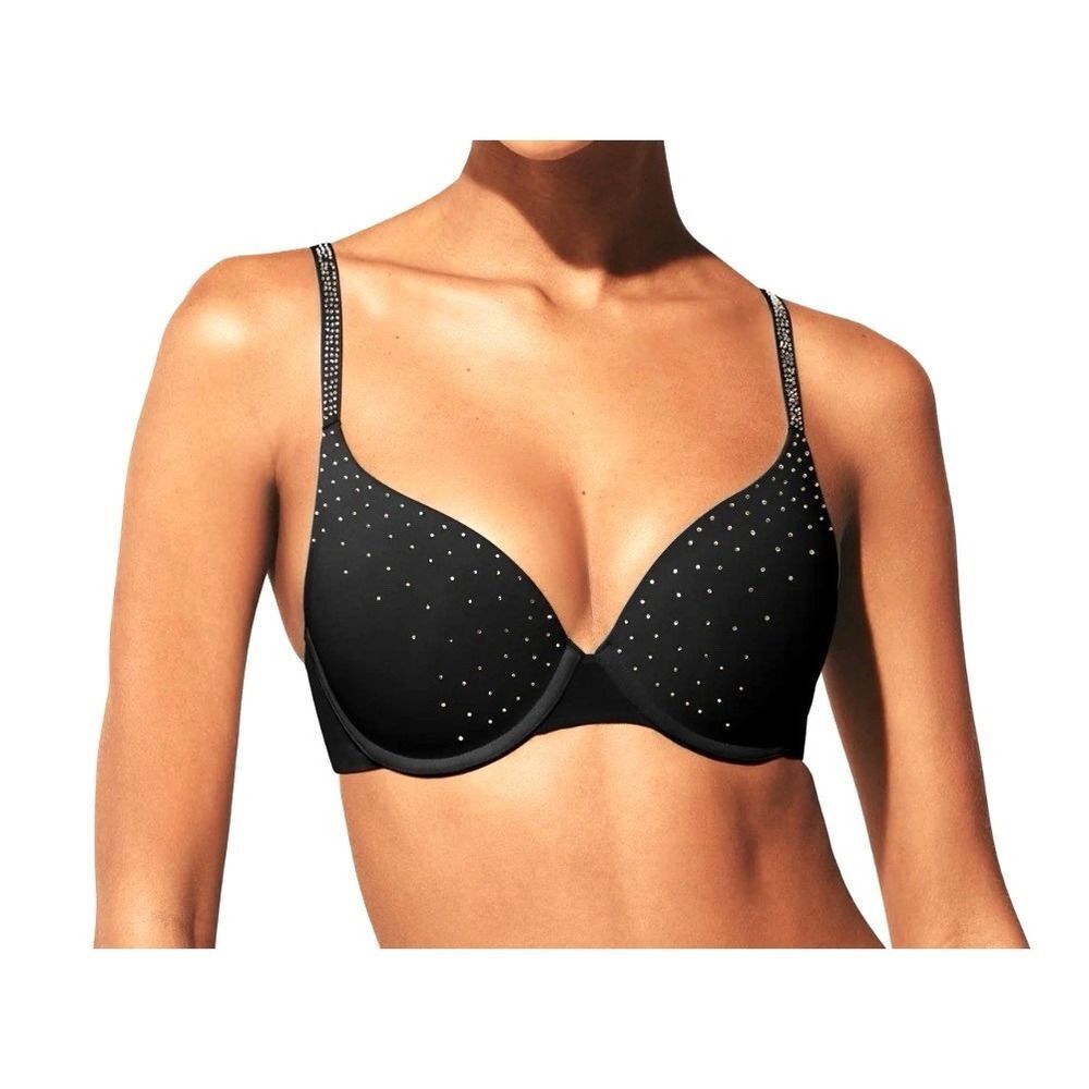 ThirdLove Fairy Push Up Bra 38B NWT Luxe Black Rhinestone Crystal Strap $74 MSRP